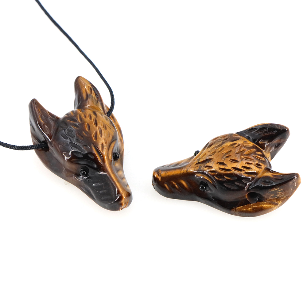 40mm Wolf Head Stone Pendant N - Jewelry Making Gemstones ulasan dan harga
