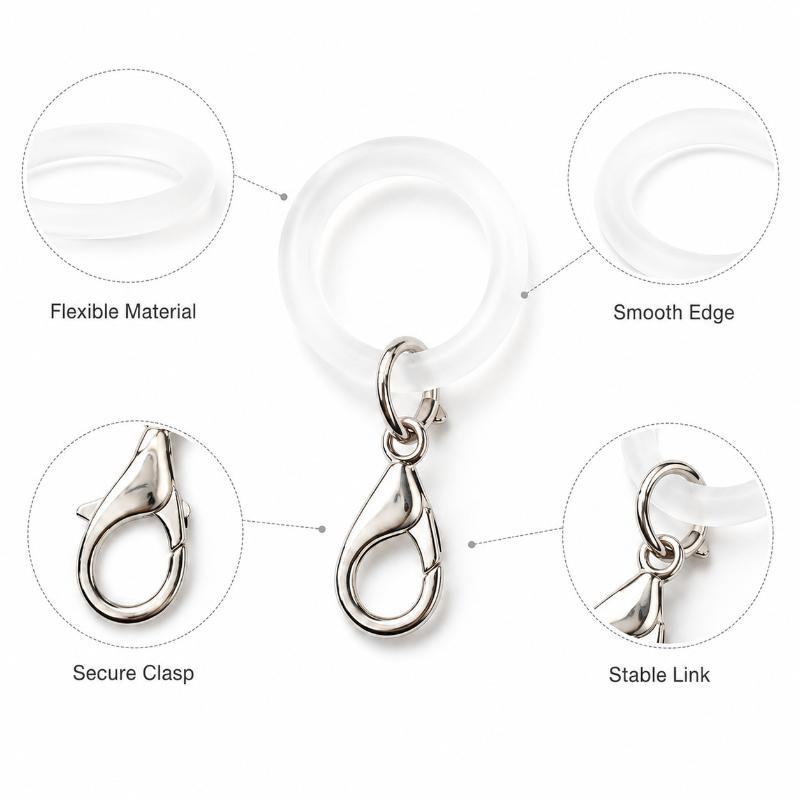 Silicone Umbrella Handle Rings - Lobster Clasp Silver ulasan dan harga