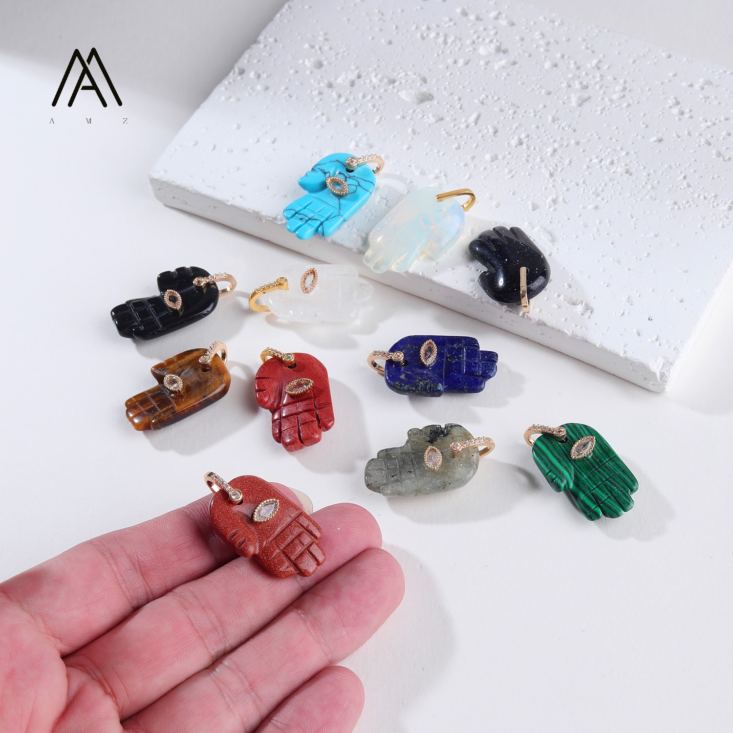 1/3/5/10pcs Hamsa Fatima Hand  - Jewelry Making Gemstones ulasan dan harga