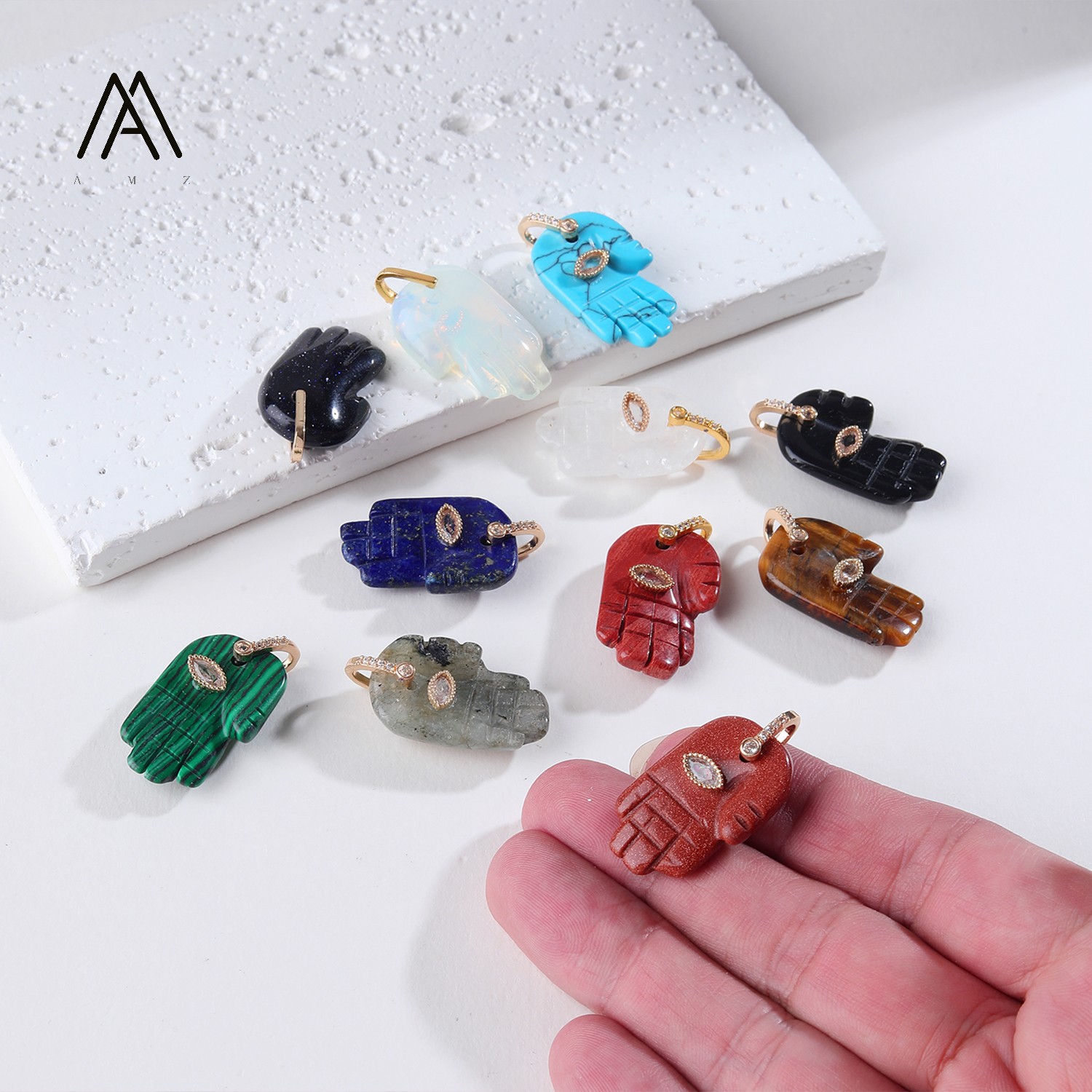 1/3/5/10pcs Hamsa Fatima Hand  - Jewelry Making Gemstones ulasan dan harga