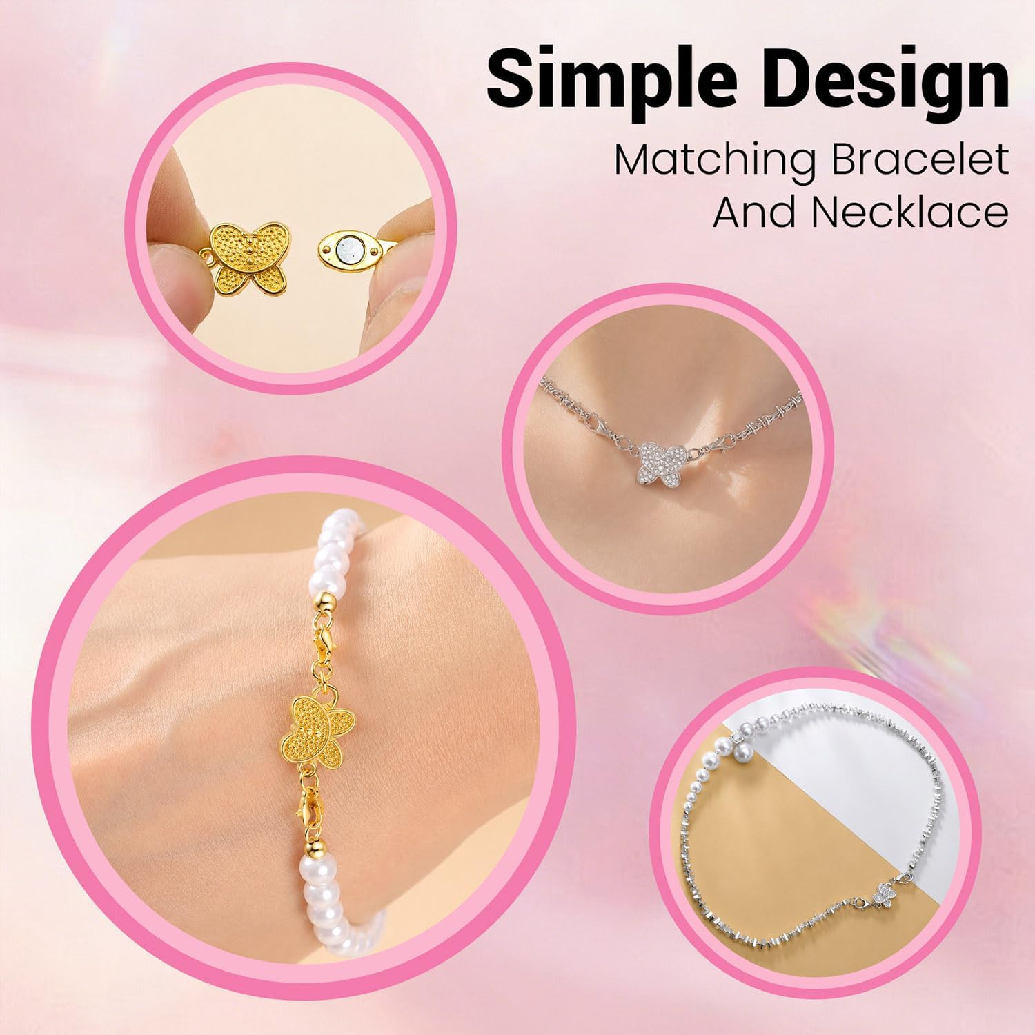 Butterfly Magnetic Necklace Cl - Lobster Clasp Silver ulasan dan harga